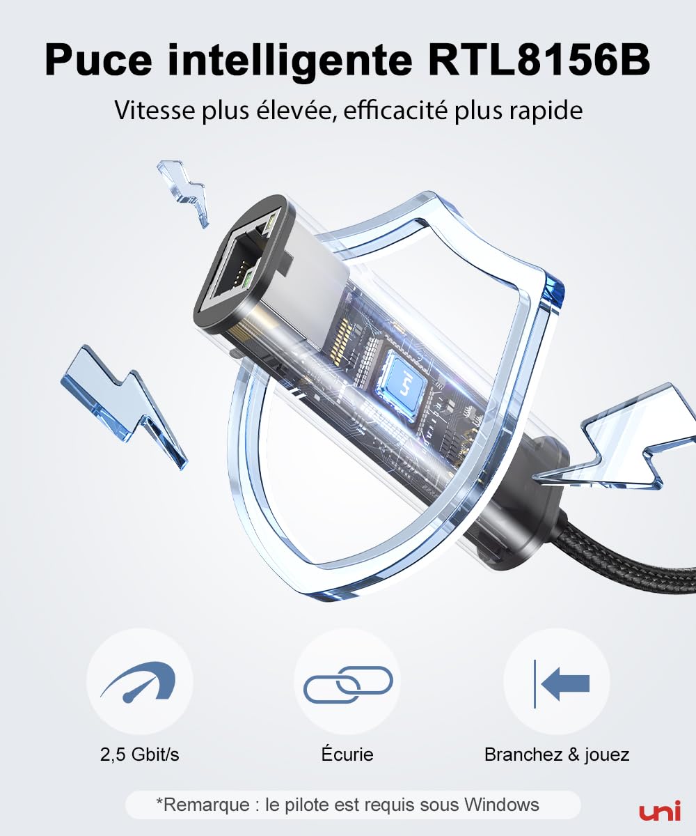 Adaptateur Ethernet USB 3.0, USB C Vers RJ45 Gigabit LAN 1000 Mbps