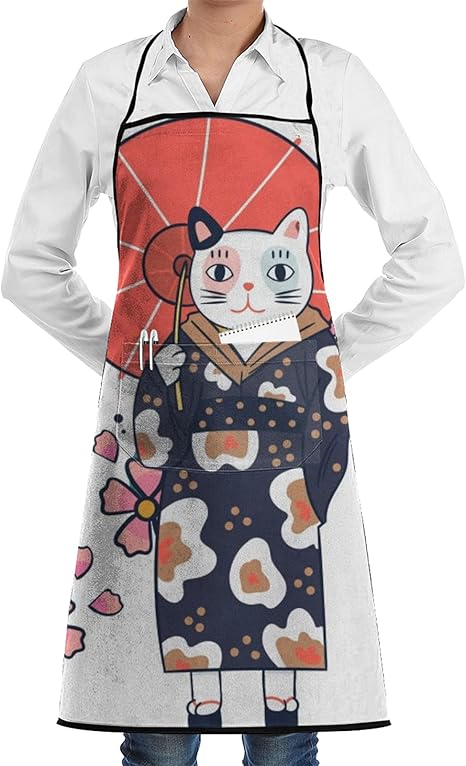 Amazon エプロン 女性用 メンズ おしゃれ 日本 猫 文化 キャラクター 着物 浴衣 相撲 エプロン 撥水 防汚 保育士 幼稚園 子供 北欧 韓国 割烹着 耐油性 首かけ H型 ポケット付き シンプル 便利 キャラクター かわいい プリント Bolaco エプロン オンライン通販