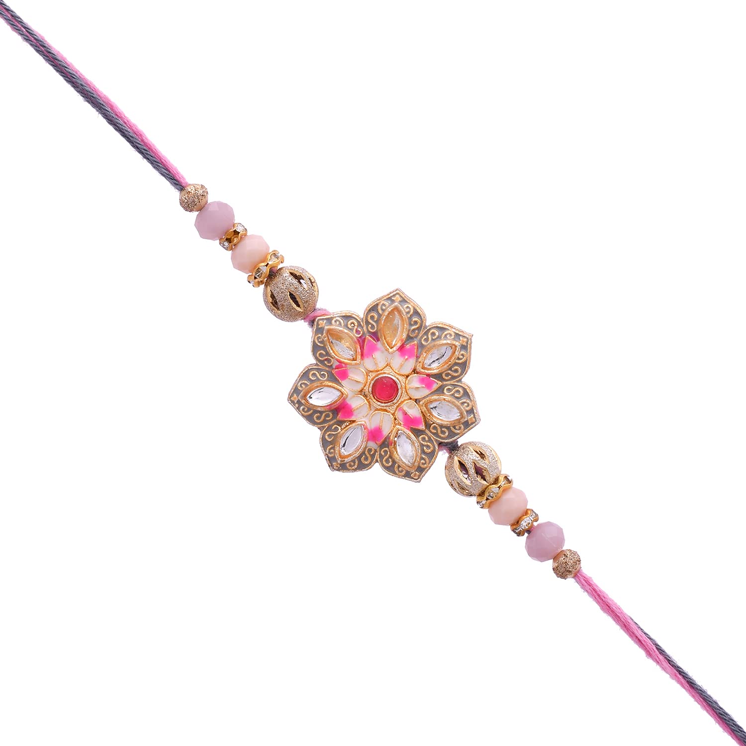 VOYLLA Meenakari Kundan Embellished Pink Floral Enamel Work Rakhi (B0B3JMBRJ5) Amazon Price History, Amazon Price Tracker