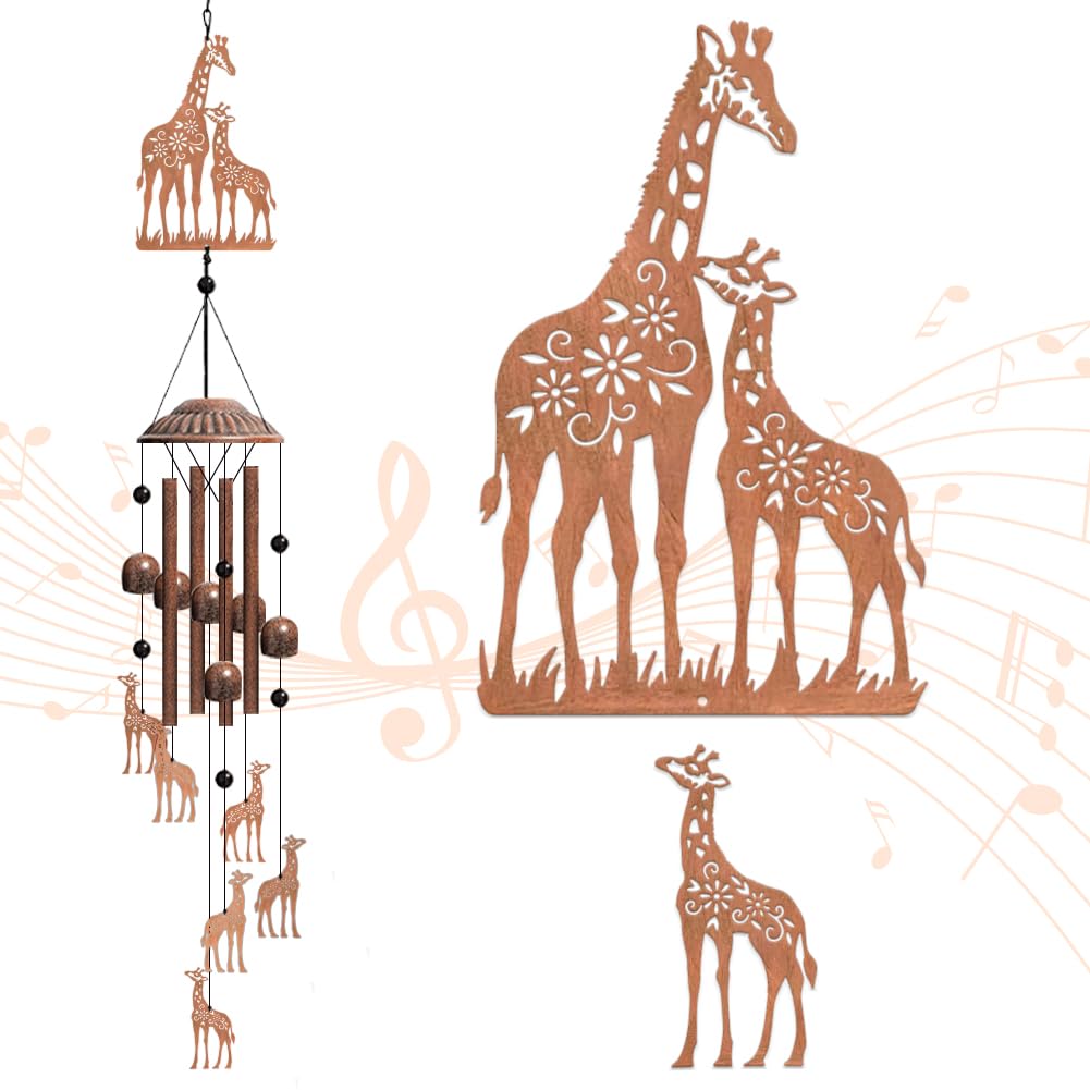 Carillon à vent girafe robuste contre la monotonie des espaces extérieurs