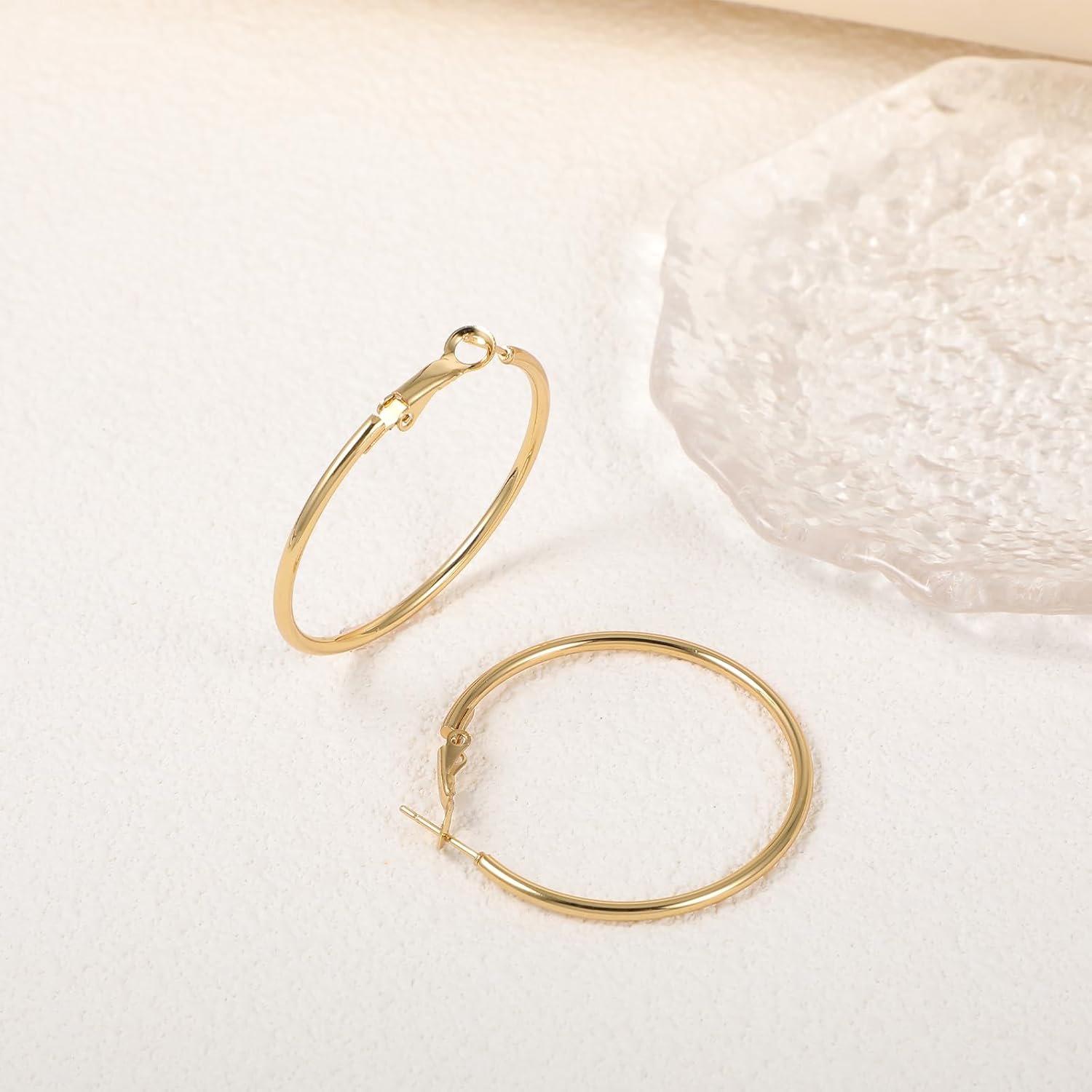 Stainless Steel Hoops Earrings for Women with Graduated Curvature Dangle Thin Earrings for Women Trendy Lightwight Gold - Image 7