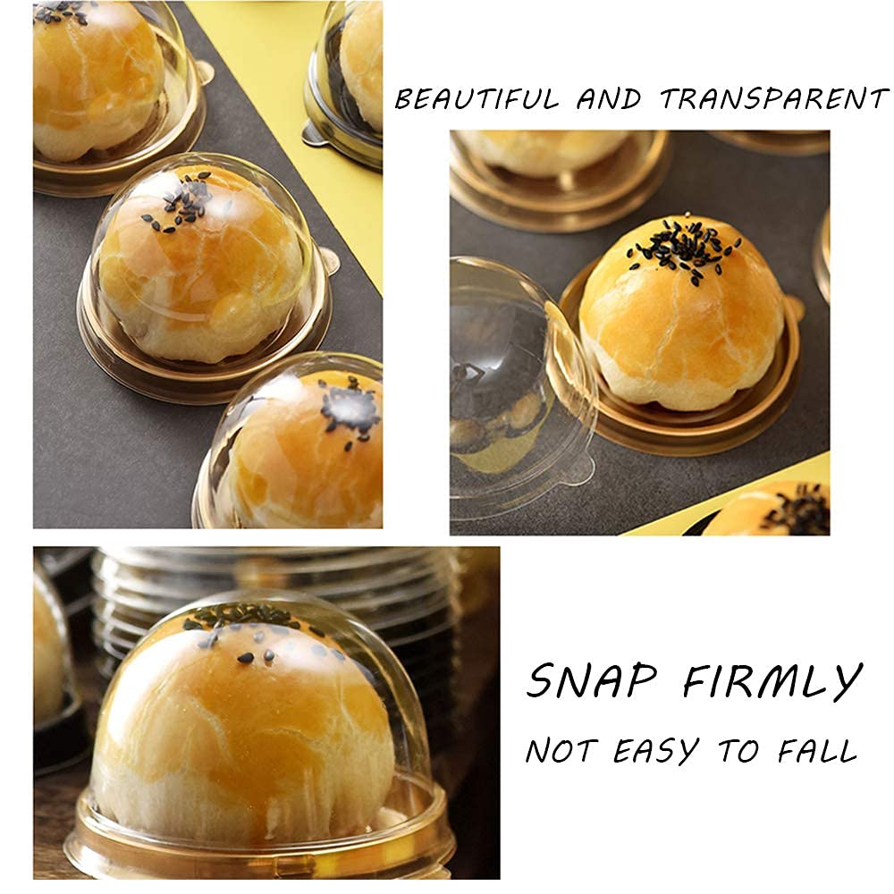 50 mini scatole per cupcake, trasparenti per cupcake, per mini muffin, torta, con coperchio trasparente, contenitori usa e getta (5,1 cm)