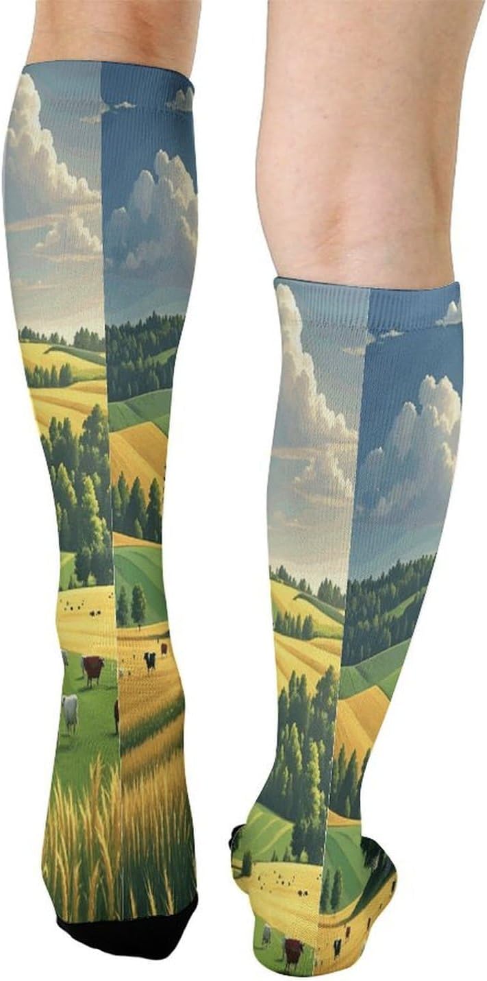 Country Farm Socks Hiking Boot Socks Casual Knee High Sock Cozy Outdoor Sport Socks for Women Men
