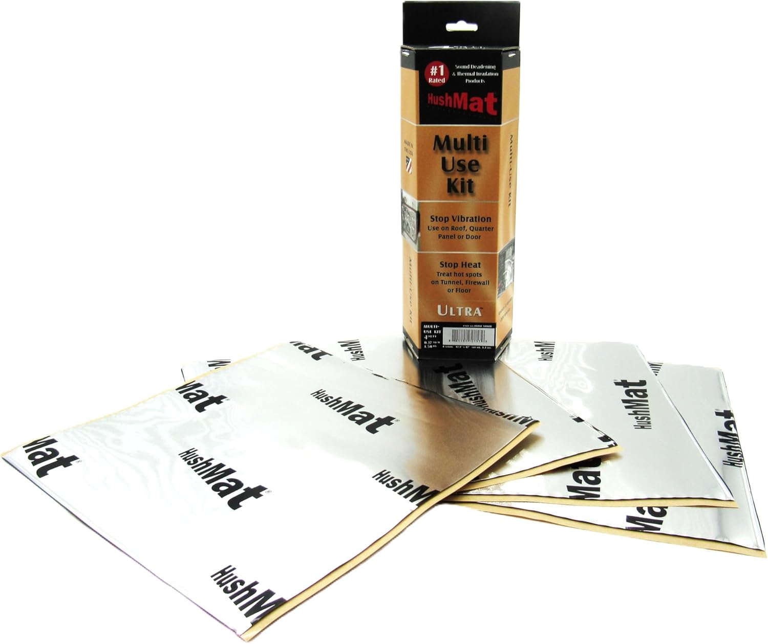 HushMat 10151 Multi Use Kit - 4 Sheets of 12" x 11" Silver Ultra Sound Deadening & Thermal Insualtion - 3.7 Sq. Ft.