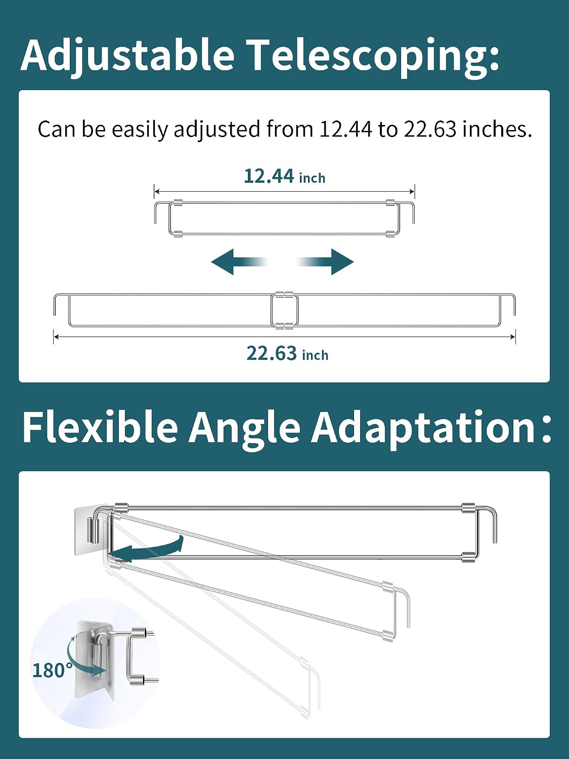 2PC RV Refrigerator Tension Rods - RV Fridge Bars, 12.44"-22.63" Adjustable Non-Slip Stainless Steel RV Fridge Accessories for Camper Refrigerator, Kitchen, Cupboard, Bookshelf