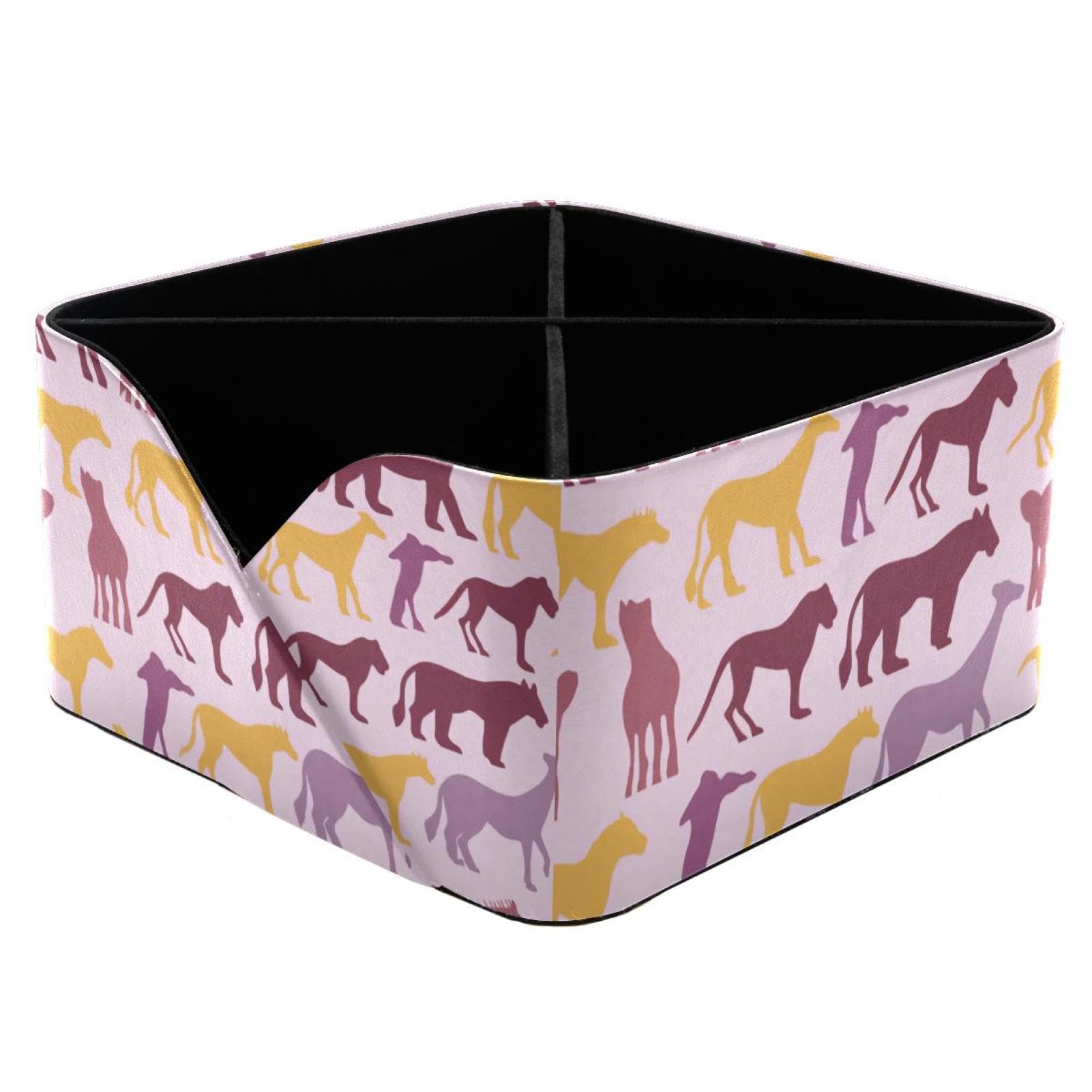 Porte-stylos rectangulaire violet avec silhouette d'animal, boîte rangement papeterie