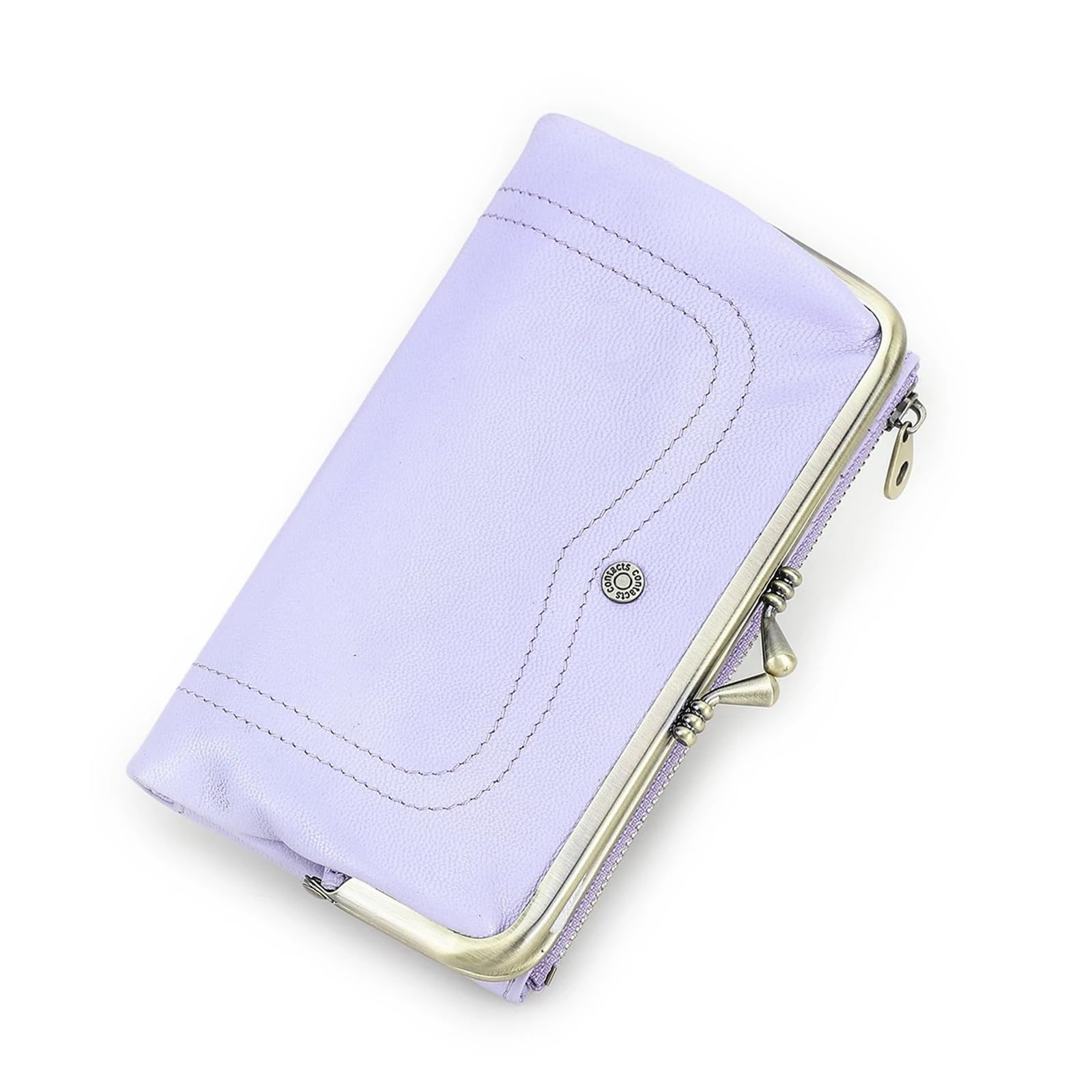 Portafogli lunghi in vera pelle Kiss Lock for donna Portamonete con portamonete con struttura in metallo Portamonete classico