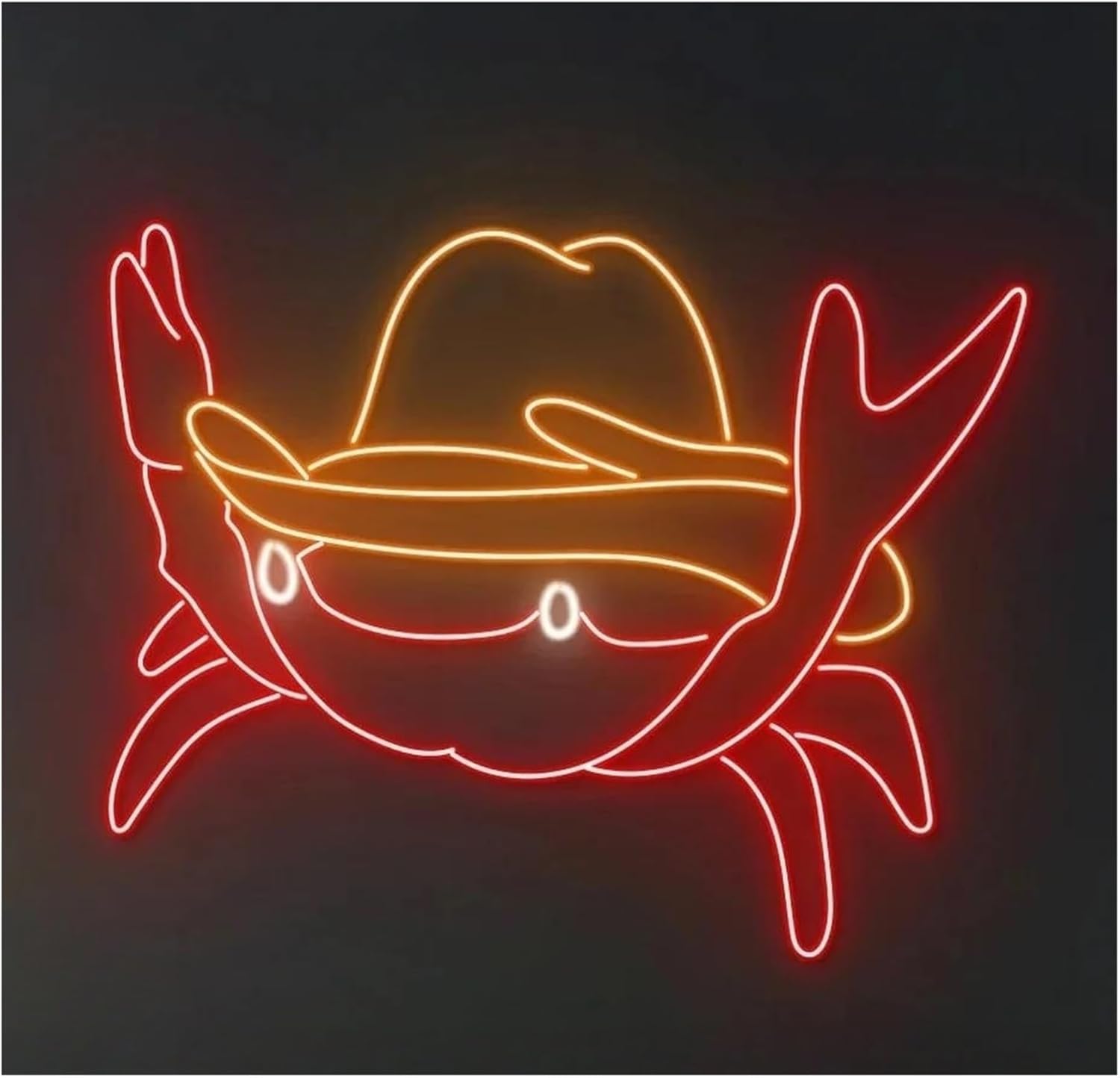 Insegna al neon Cappello da cowboy occidentale, Granchio, Ristorante di pesce