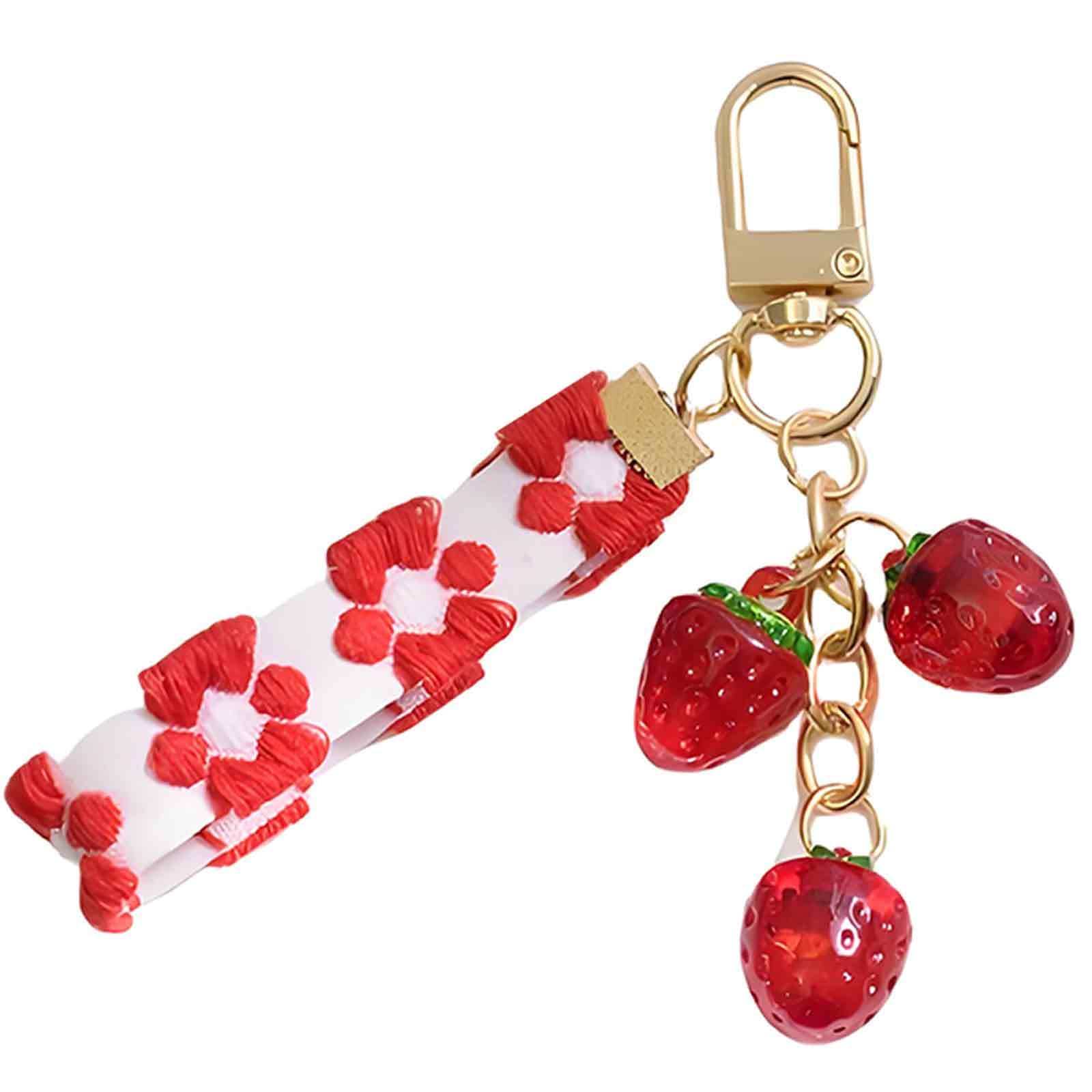 JYCMMFC Cute Cherry & Strawberry Keychain Charms | Sparkling Resin Bag Charms For Women & Girls - View #4