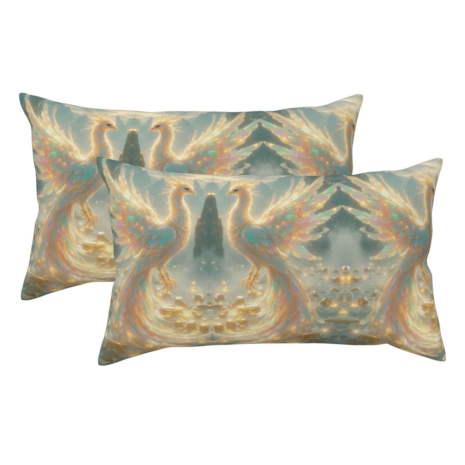Colorful Peacock Luxury King Pillowcases Set of 2, Plush Velvet Feel Pillow Covers with Hidden Zipper, Skin & Hair Friendly, 20x36 Inches Pillow Cases for Sleeping Gift