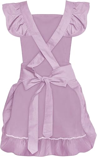 Miniatura 2 de Aspire delantal blanco para niñas jóvenes, estilo mucama francesa, para cocinarHalloween, talla única , Blanco