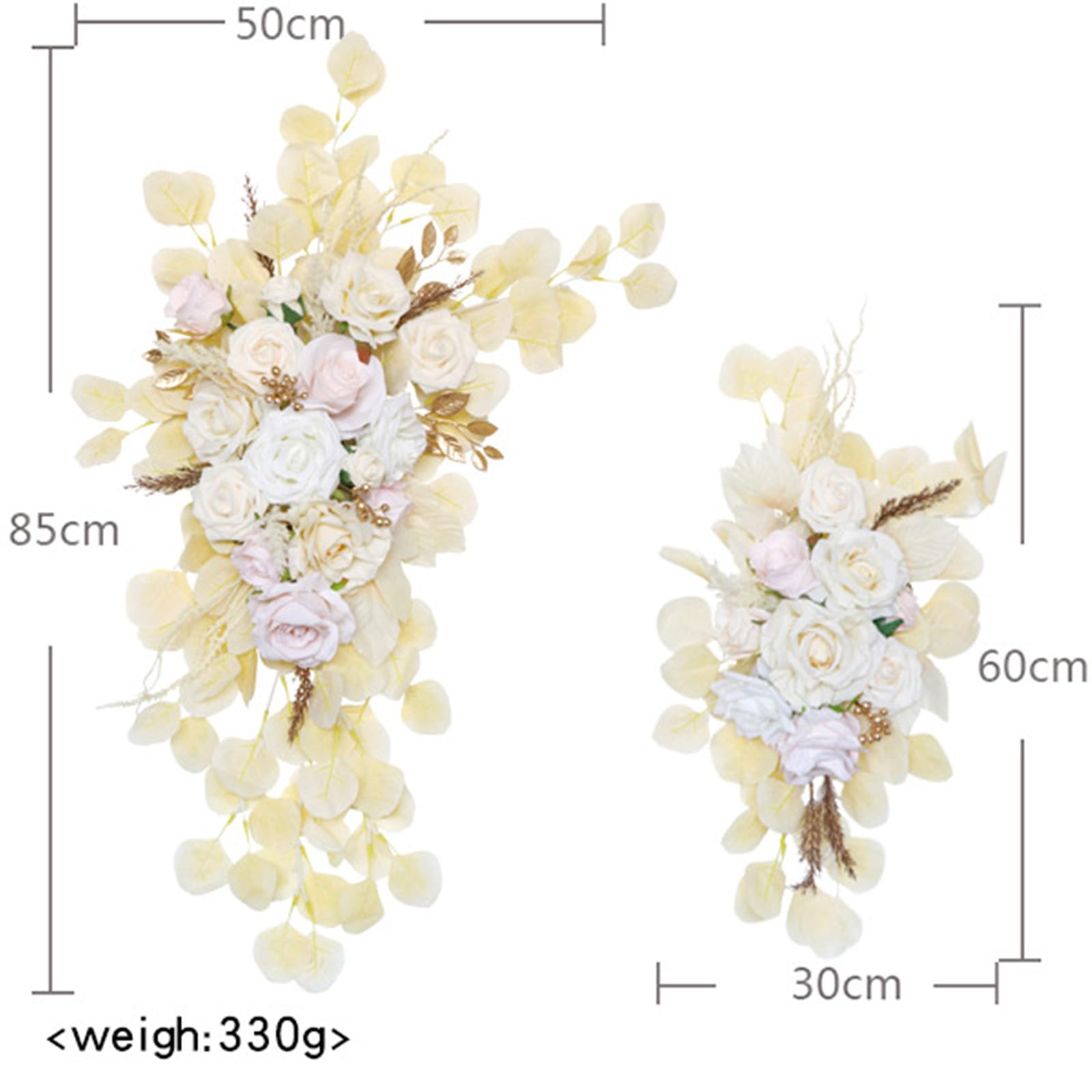 Kit de flores artificiales de arco de boda, paquete de 2, guirnalda de flores artificiales de boda, letreros de bienvenida, decoraciones florales para ceremonia de boda, recepción,