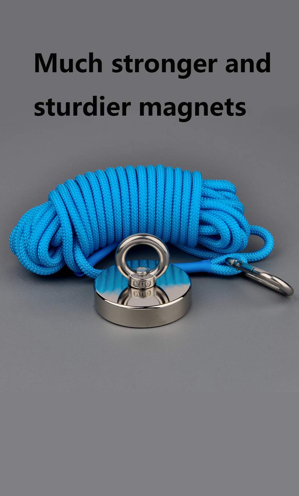 Mutuactor - Magneti da pesca, 200 kg, potenti magneti al neodimio N52 con corda resistente da 10 m, magnete per recupero e recupero magnetico