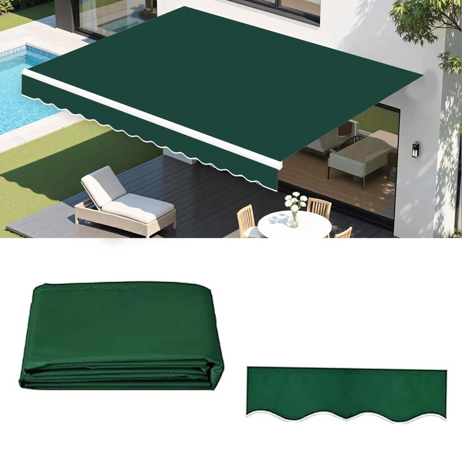 Tissu de remplacement pour auvent de terrasse rétractable 2.5x2m, bâche store banne polyester