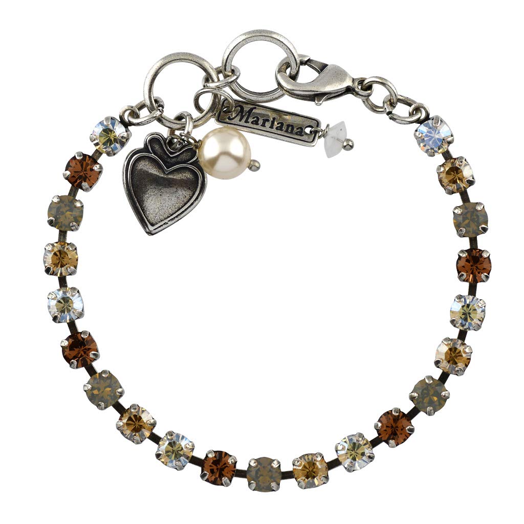 MarianaJewelry Champagne and Caviar Bracelet, Silver Plated with Crystal, Nature Collection MAR-B-4000 3911 SP