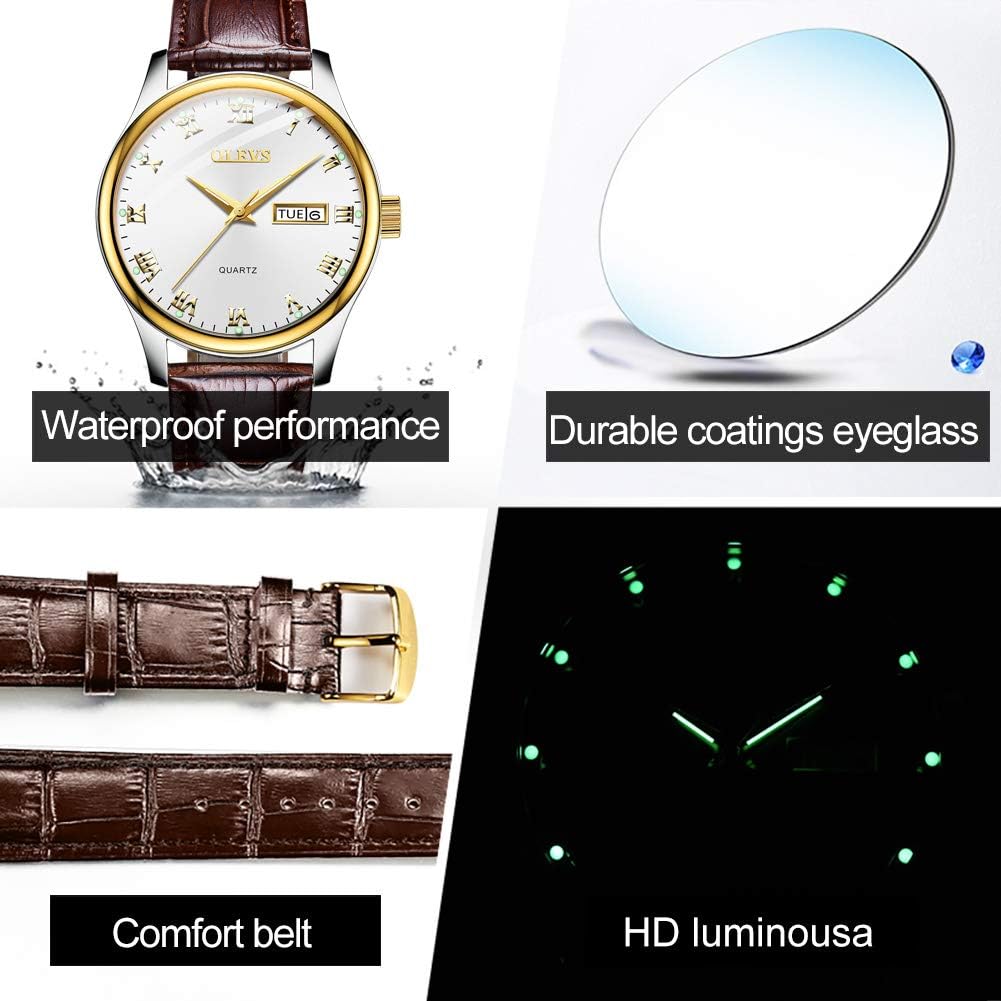 OLEVS Watch for Men Stainless Steel Business Dress Analog Quartz Men Watch Large Face Day Waterproof Luminous Classic Wrist Watch - Image 5