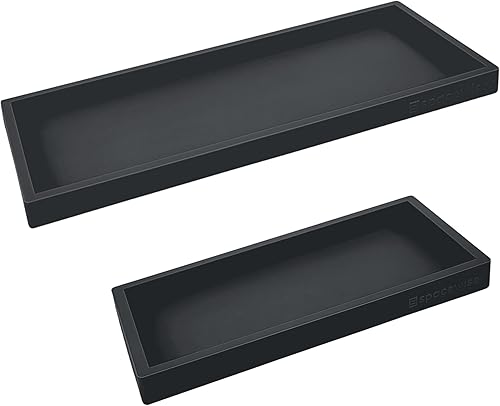 Miniatura 64 de Bandeja de encimera y tocador, 2 bandejas pequeñas de silicona de 7.7 pulgadas, bandeja de jabón de cocina, soporte para jabón de cocina, Gris
