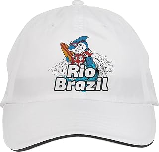 Rio Brazil Surf Surfing Beach Hat Adjustable Cap, DesZ78 White