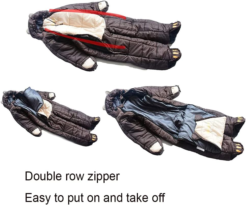 Wearable Sleeping Bag 3 Season Bear-Shaped Sleeping Bag Camping Adults Full Body Sleep Pouch for Camping,Traveling, Hiking, Backpacking