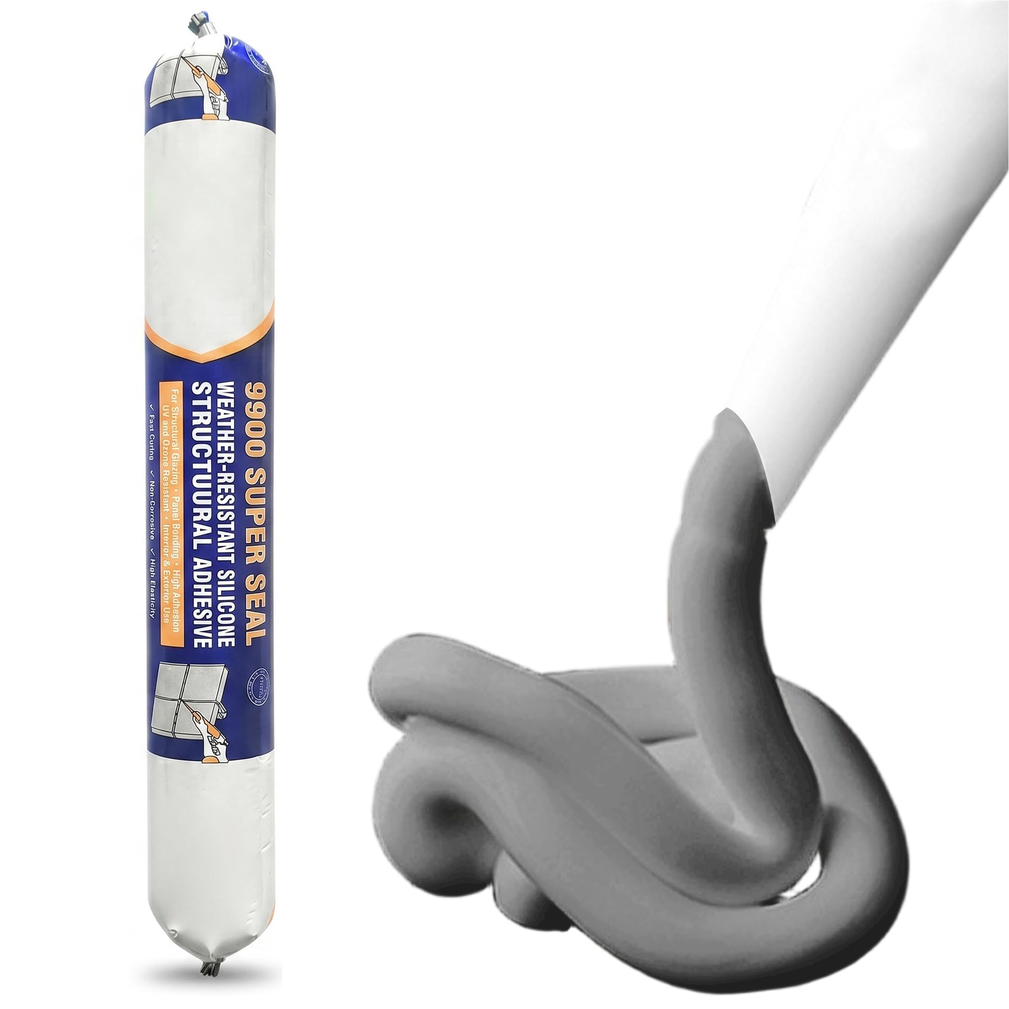 9900 Sealant Waterproof Gray, Tear and Stretch Resistant Silicone Sealant Multi Surfaces Adhesive