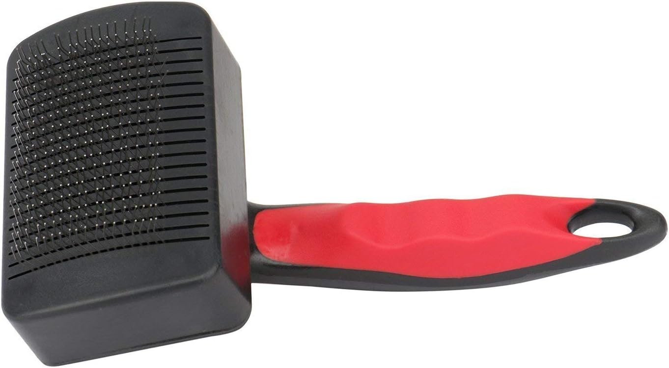 Pet Grooming Self Cleaning Slicker Hair Brush for Dogs & Puppies Short and Long Hair (Red and Black)