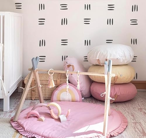 Miniatura 10 de Calcomanías de vinilo para pared de líneas negras de VieliArte. 48 juegos de tres rayas cada uno. Calcomanías adhesivas para decoración de