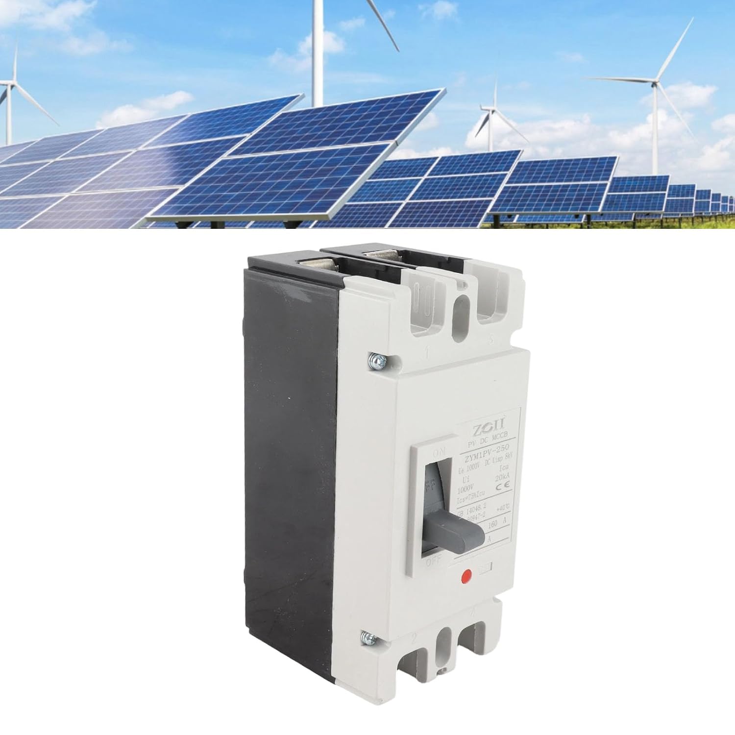 DC Miniature Circuit Breaker, 2 Pole 1000V 160A 20KA Isolator for Solar PV System, Flame Retardant Short Circuit Switch, DC Disconnect Switch