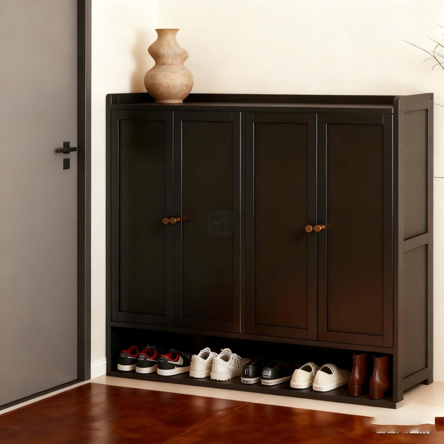 Narrow Shoe Cabinet with Doors - Multifunctional Entryway Rack, Dustproof Design for Hallway & Foyer Storage - Stylish Hidden Shoe Organizer (Four,107)