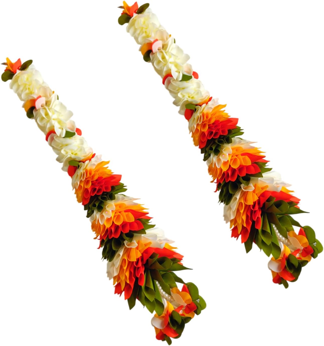 Handicraft Storeroom Artificial Flower Garland for Door Entrance, Home Decoration, Indian Decor for Pooja,Wedding,Event, Diwali, Christmas (Orange and White Color 2 Hanging 15 inch)