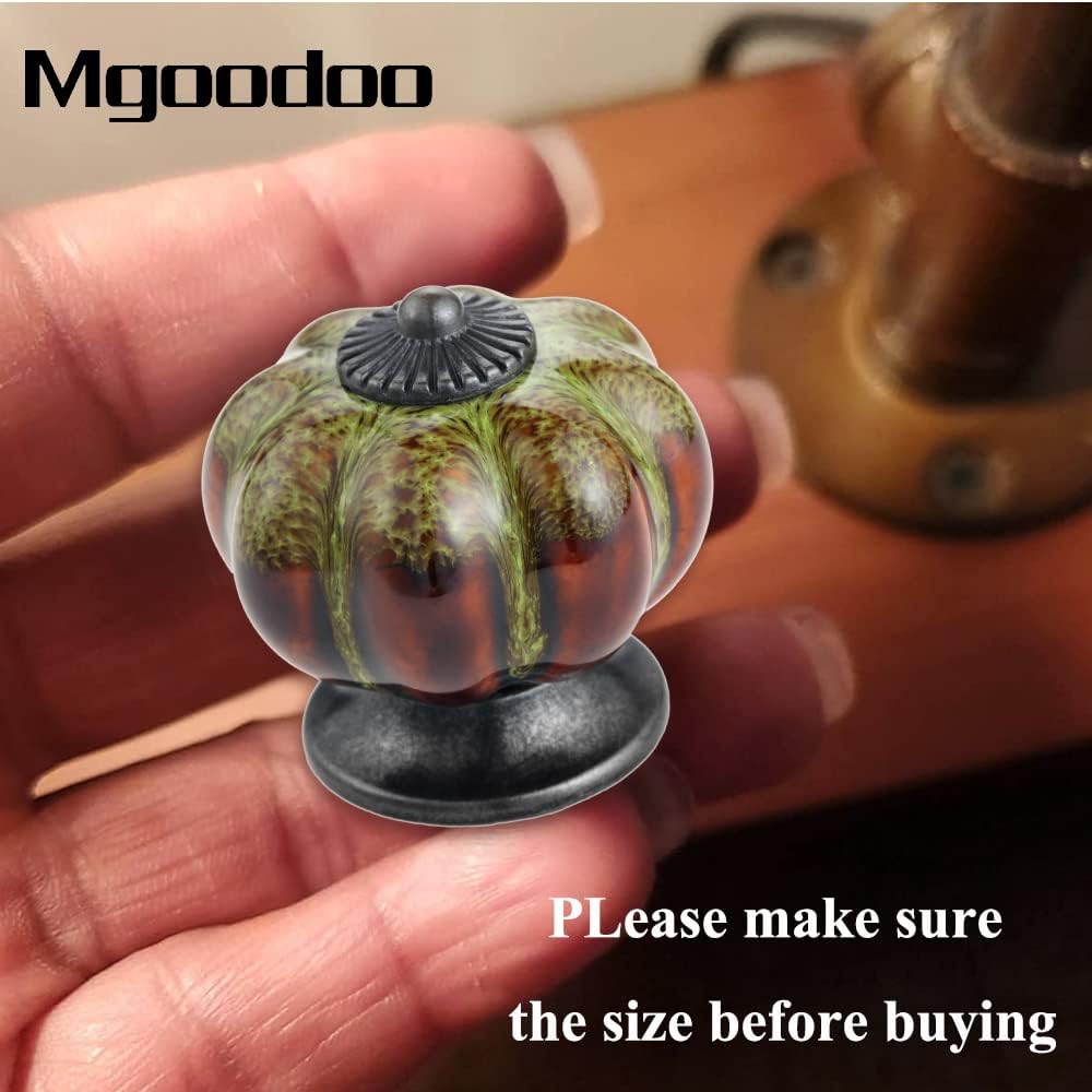 Mgoodoo Drawer Knobs Vintage, Green Dresser Knobs for Cabinets Drawers Cabinet Hardware Pulls Single Hole Pumpkin Shape