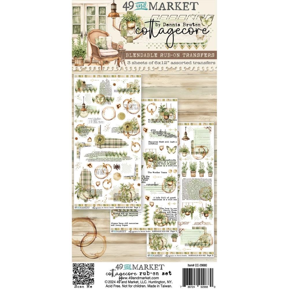 49 And Market Cottagecore 6"X12" Rub-On Transfers Set 3Pcs