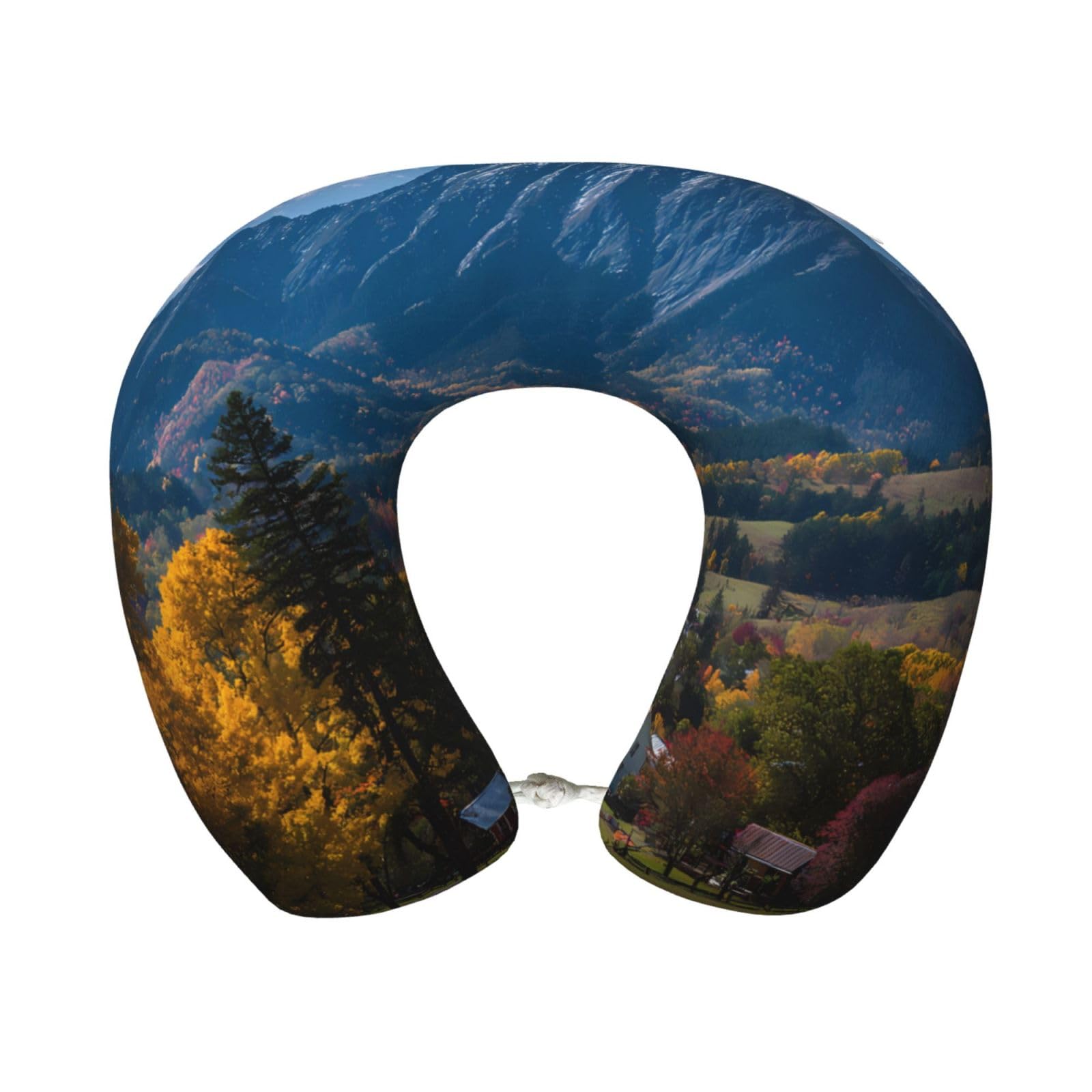 BOAIHH Autumn Mountains Memory Foam Travel Pillow for Soft Comfort Fits Snugly for Naps Office, and Airplane Use