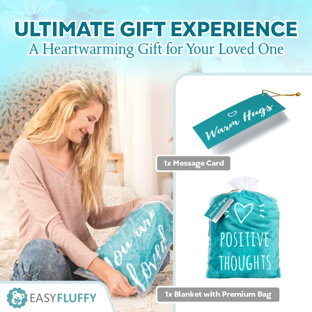 Get Well Gift for Women & Men - Super Soft Hug Blanket with Inspirational Words - Healing Blanket Care Package Comforting Gift During Hard Times - 50"x 60" (Teal) - Image 6