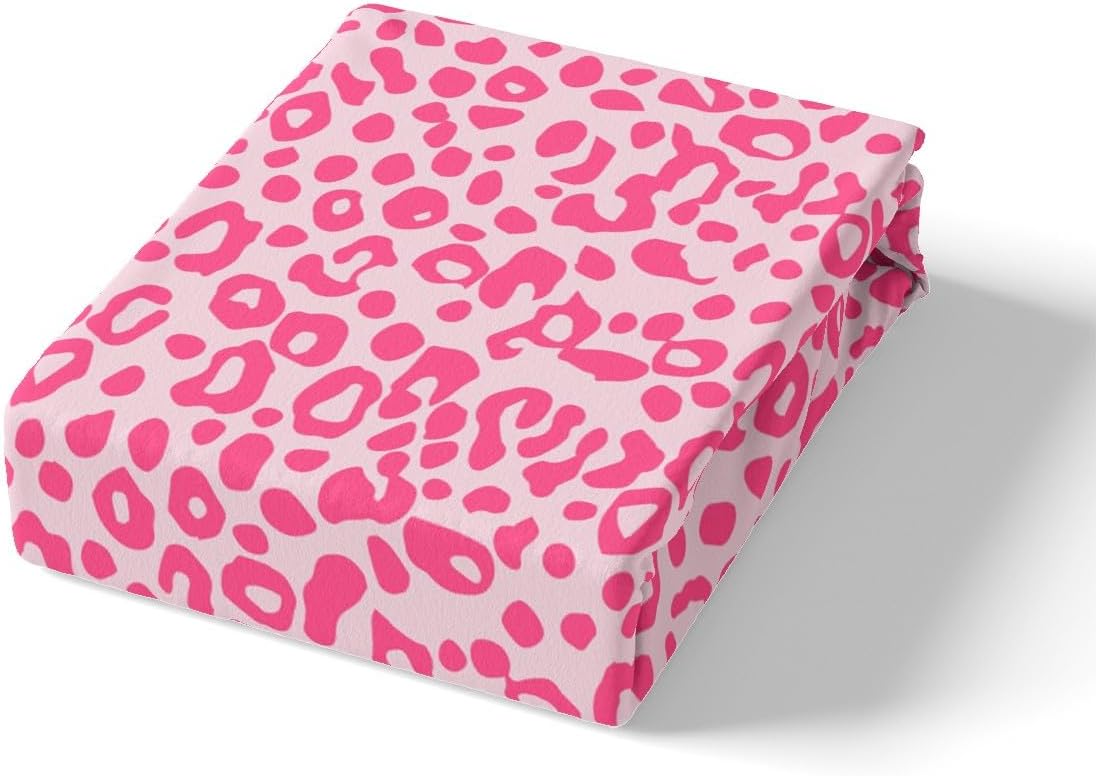 Feelyou Cute Leopard Bed Sheets Set Cheetah Sheet Set for Kids Boys Girls Teens Room Decor Pink Animal Print Sheets with Deep Pocket Fitted Sheet Twin Size Safari Bedding Set 3Pcs