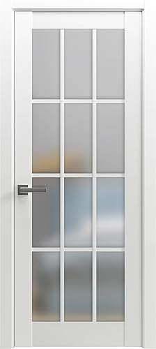 SARTODOORS Felicia 3312 blanco mate para puerta francesa, 12 lites, 32 x 80 pulgadas, marco de panel regural individual, puertas resistentes para