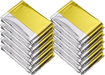 20 Pieces Emergency Foil Blankets, Survival Emergency Blanket, Emergency Foil Thermal Blankets for Survival, Emergency Gold Foil Blanket, for Outdoors, Survival, Hiking, Marathons210 X 140cm
