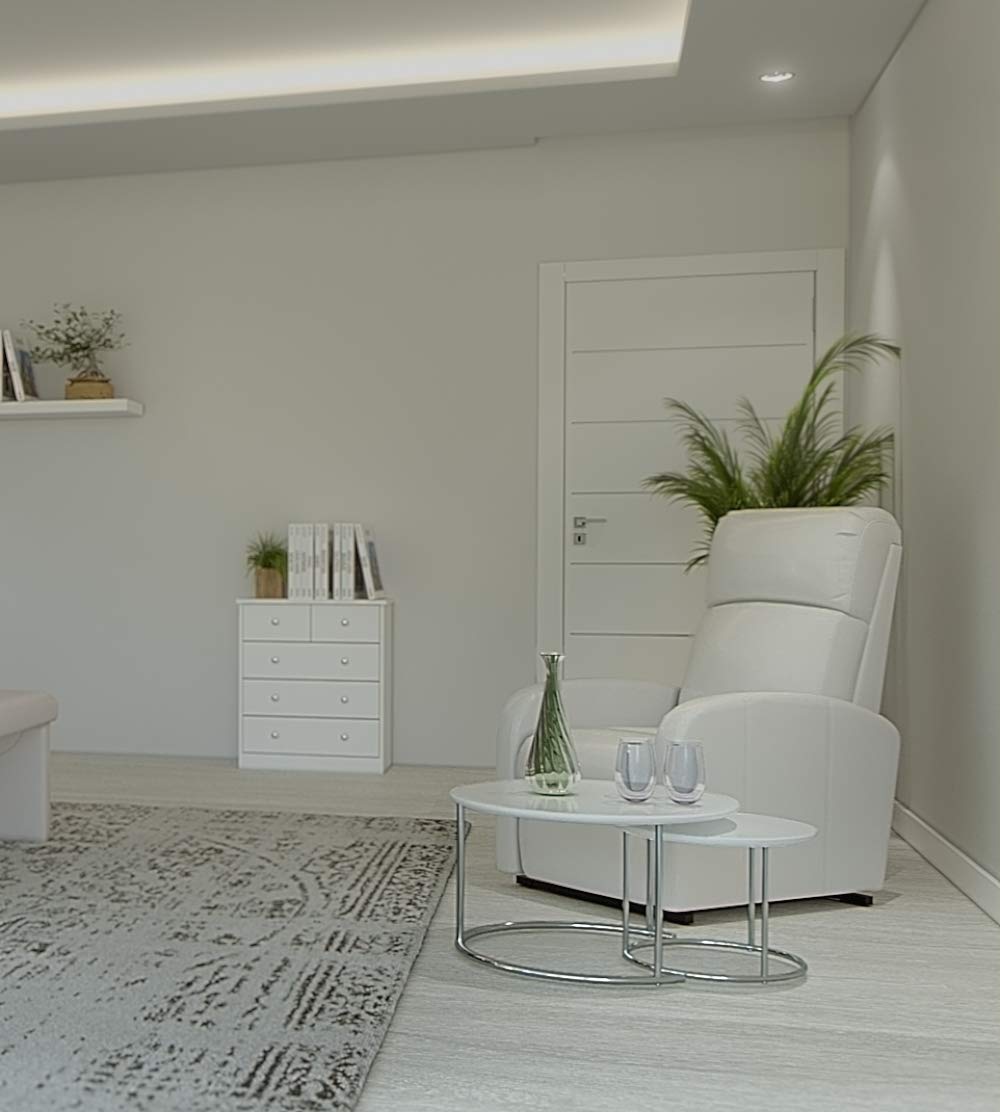 Relaxdays Set 2 tavolini sovrapponibili rotondi piccolo tavolo opaco di legno e metallo cromato 60x60 cm bianco