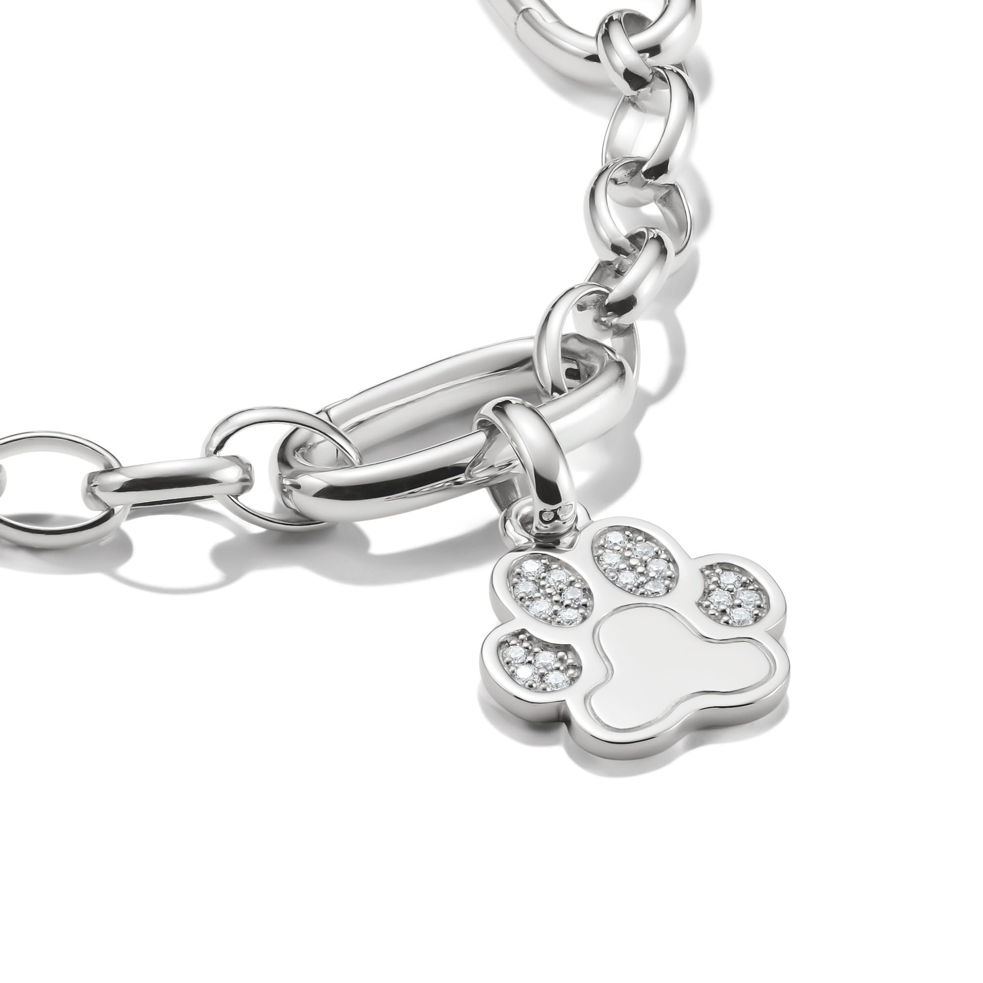 THOMAS SABO Charm zawieszka w kształcie łapy z cyrkonią, srebro próby 925 pochodzące z recyklingu, biżuteria dla zwierząt, filigranowa damska zawieszka do bransoletki lub łańcuszka