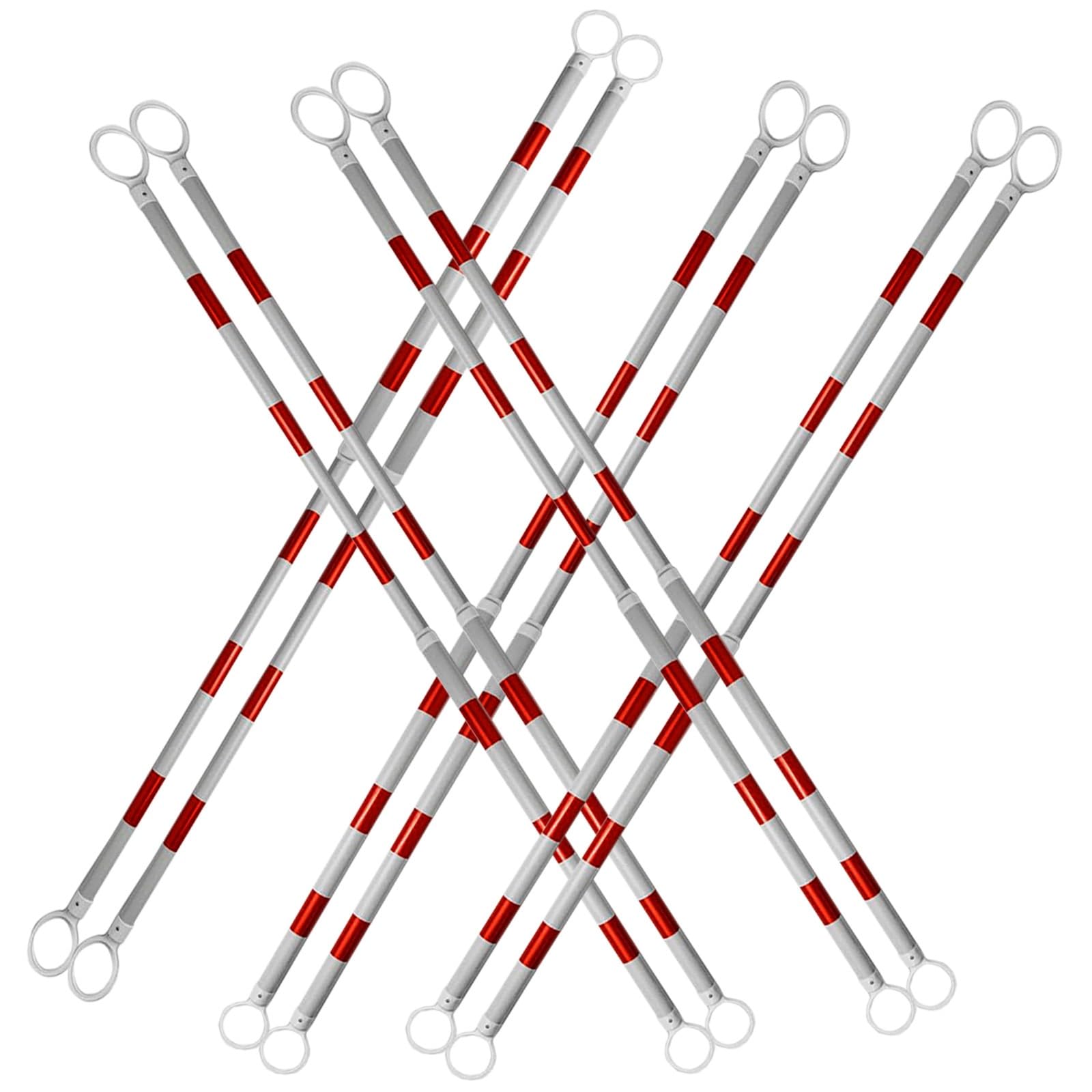 ERRULAN 10Pcs Retractable Traffic Cone Barrier Poles Extension 4 to 7.2ft, Plastic Traffic Cone Connectors Bar with Reflective Film, Safety Barrier Pole for Parking Lots