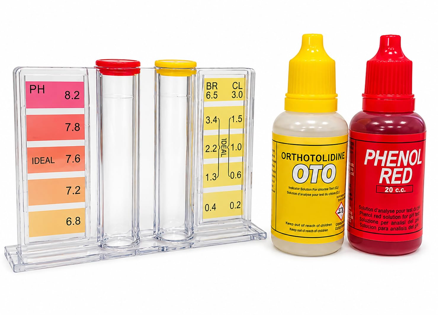 COIL Tester wody do basenu i spa, test kropli pod kątem pH i chloru, OTO i Phenol Red, zestaw z etui 15 x 7,3 cm