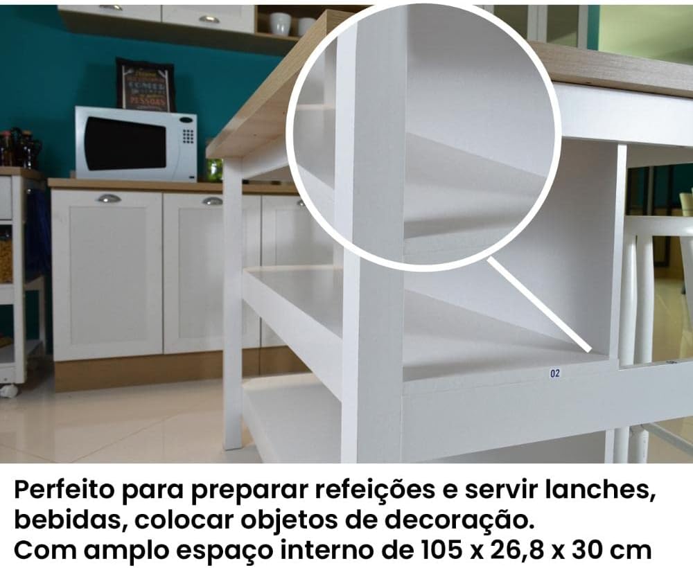 Review Ilha Cozinha Ditália 2 Prateleiras Branca Cd-1019 5 61Pzqlnhejl. Ac Sl1000