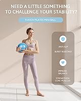 Vista 5 de LIONSCOOL Juego de Anillo de Pilates – Círculo Mágico Antideformación de 14 pulgadas con Asas Acolchadas, Mini Pelota, Bandas de Resistencia, Guía