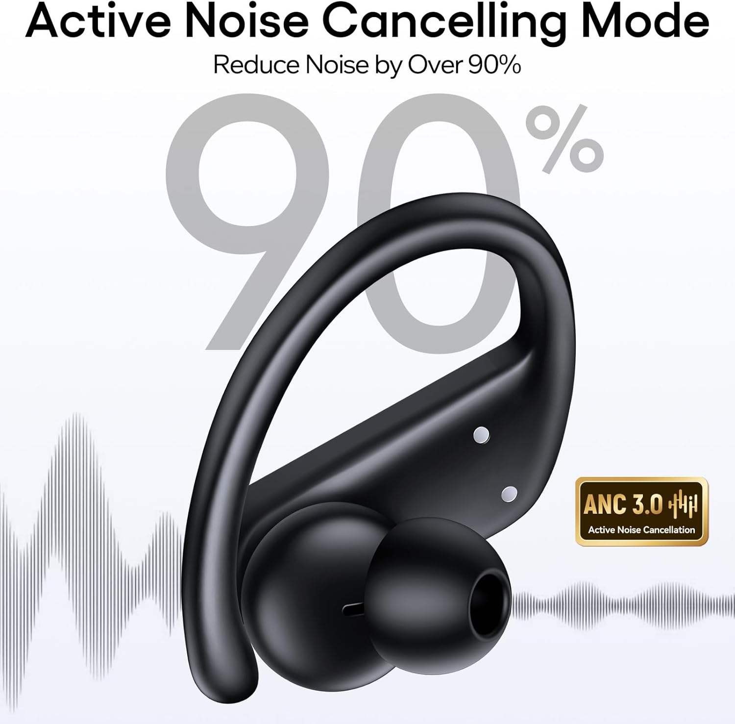 Hybrid Active Noise Cancelling Ear Buds Wireless 80 Hrs Playtime Hi-Res Stereo Quality Earbuds with Transparency Mode Bluetooth Headphones with Earhooks Sports ANC Earphones for Running Working Travel Global Recycled Standard Global Recycled Standard Global Recycled Standard - Image 2