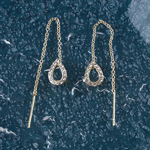 Cz Teardrop Threader Earrings Long Tassel Threader Dangle Earrings Gold Bar Threader Chain Earrings Crystal Tassel Threader Earrings Jewelry for Women4