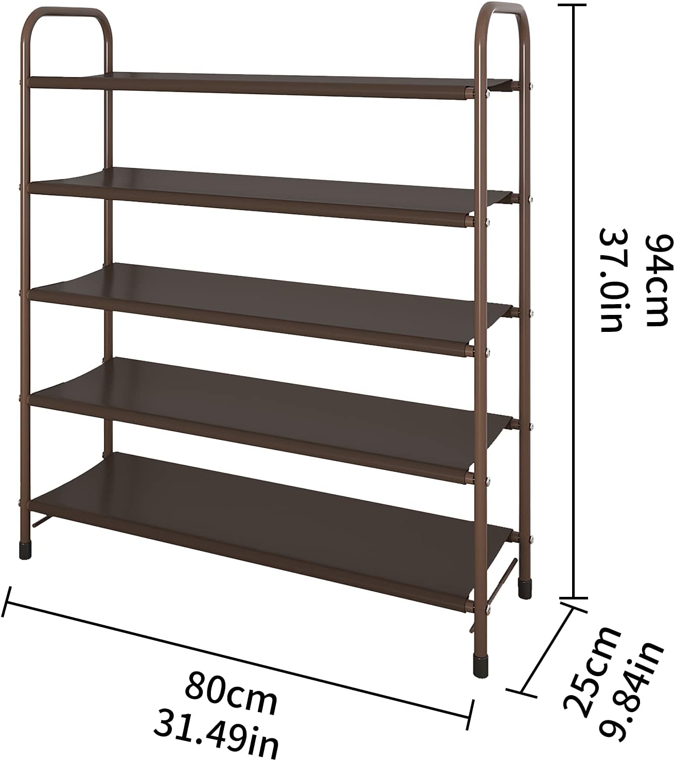 UDEAR Shoe Rack Free Standing Shoe Organizer,Brown,5-Tier