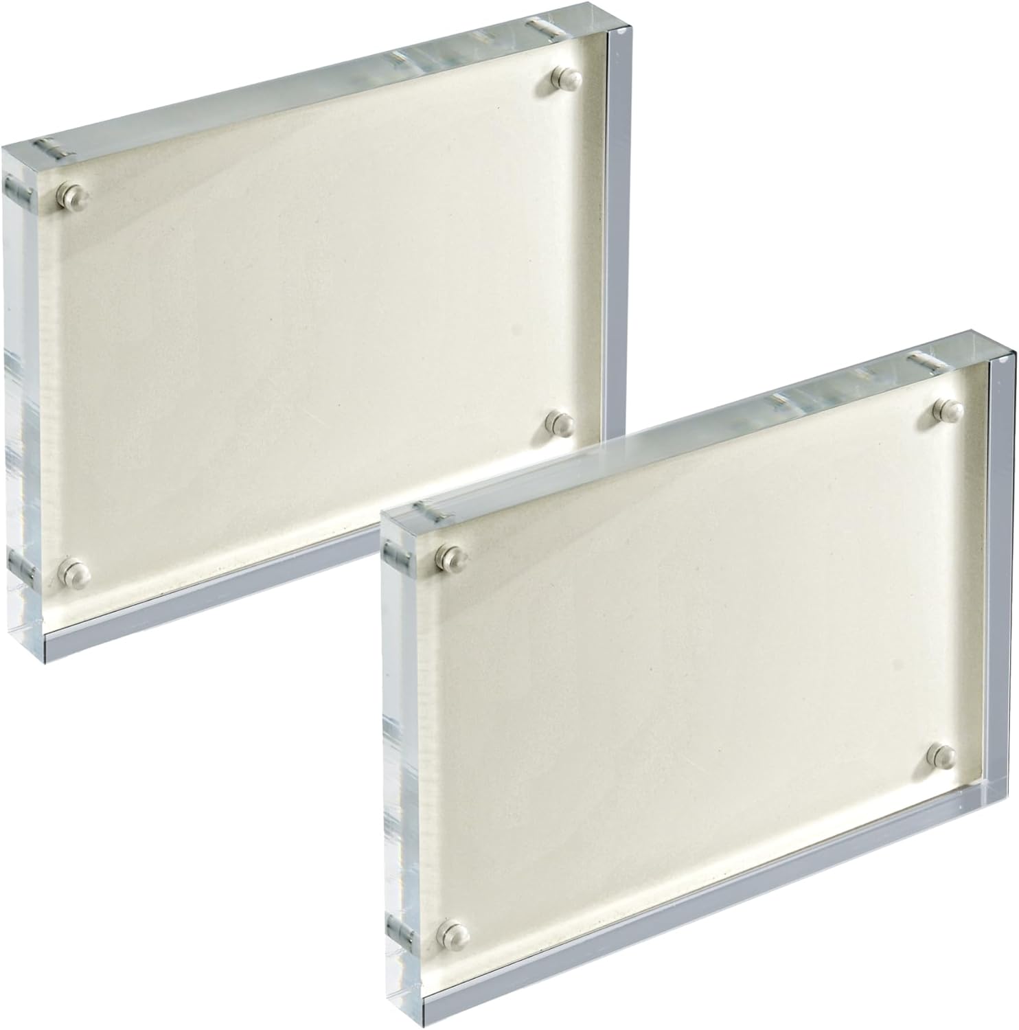 専用です Azar Displays 104667-WHT-2PK ホワイトアクリルブロック メタルバック