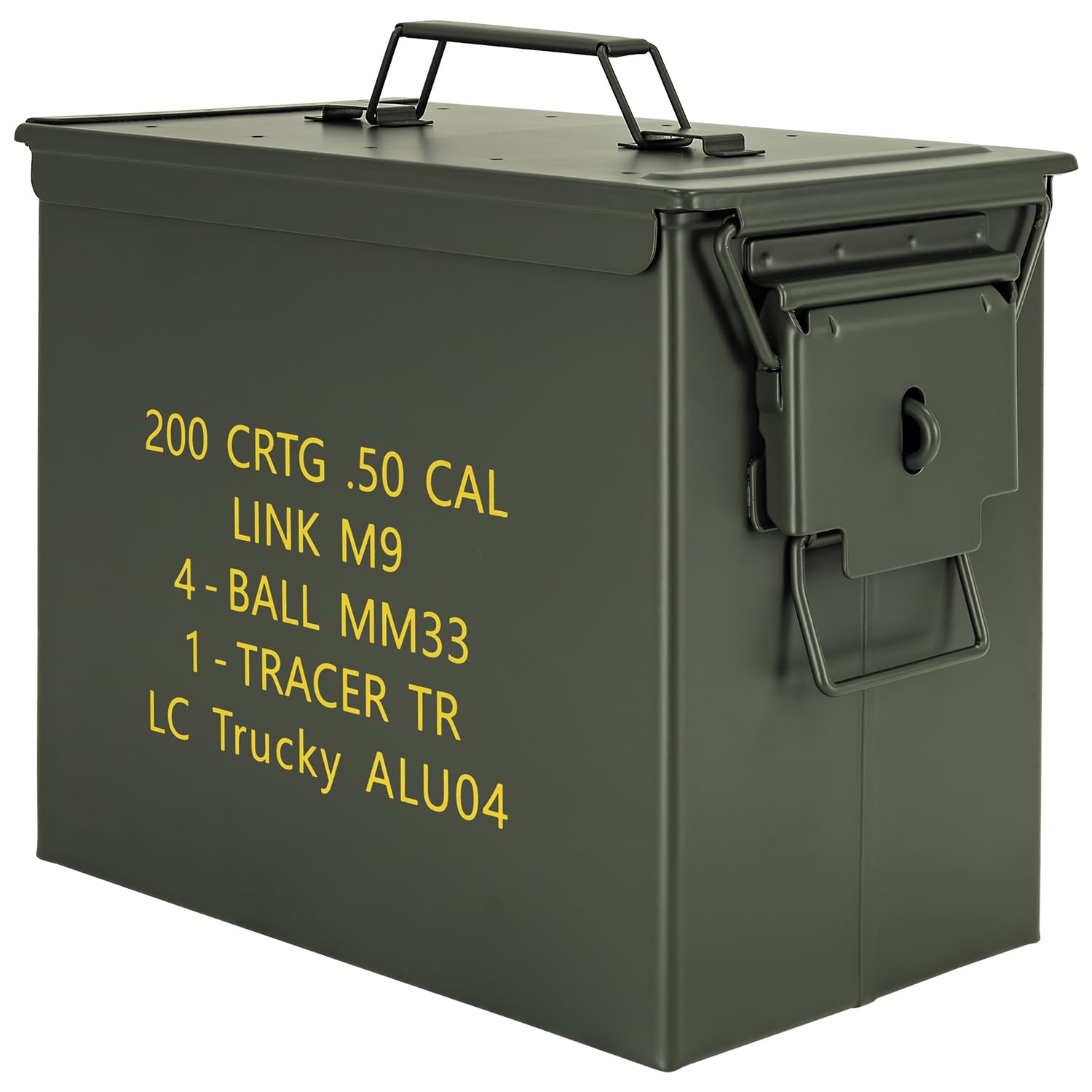 Trucky Munitionsbox Ammo Box 33x19x28 cm Metallkiste Metallbox Munitionskiste Aufbewahrungsbox mit Deckel Army Metall Grün - 1
