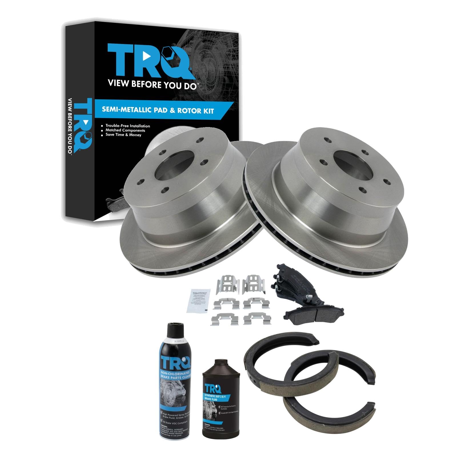 TRQ Rear Brake Pad &amp; Rotor Kit compatible with Chevrolet GMC Isuzu Oldsmobile