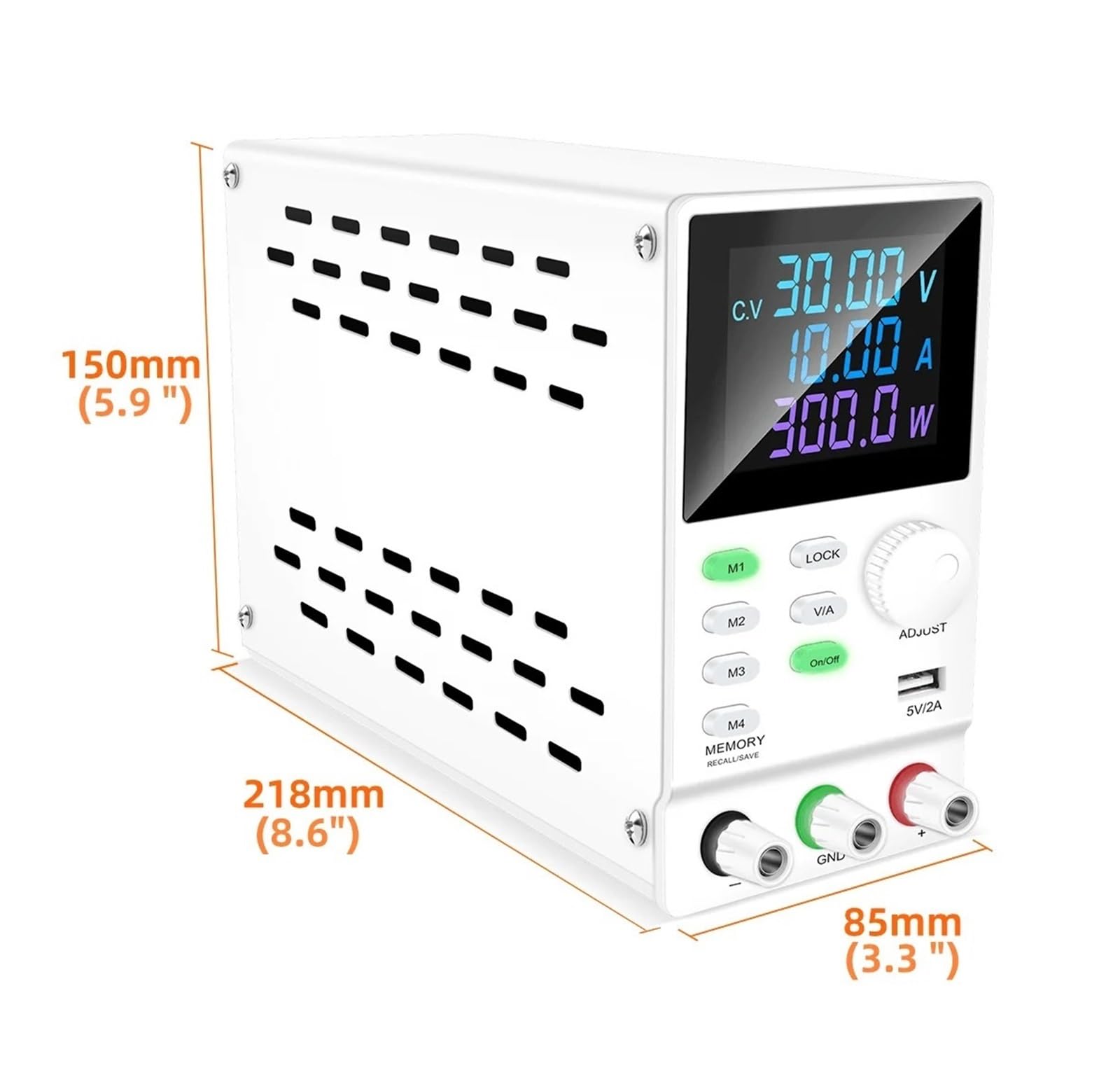 Fuente de alimentación CC programable 200V 300V 1A Fuente de Interruptor de Banco Ajustable 30V 10A 5A 60V 120V3A(SPPS3010D Black,110V)