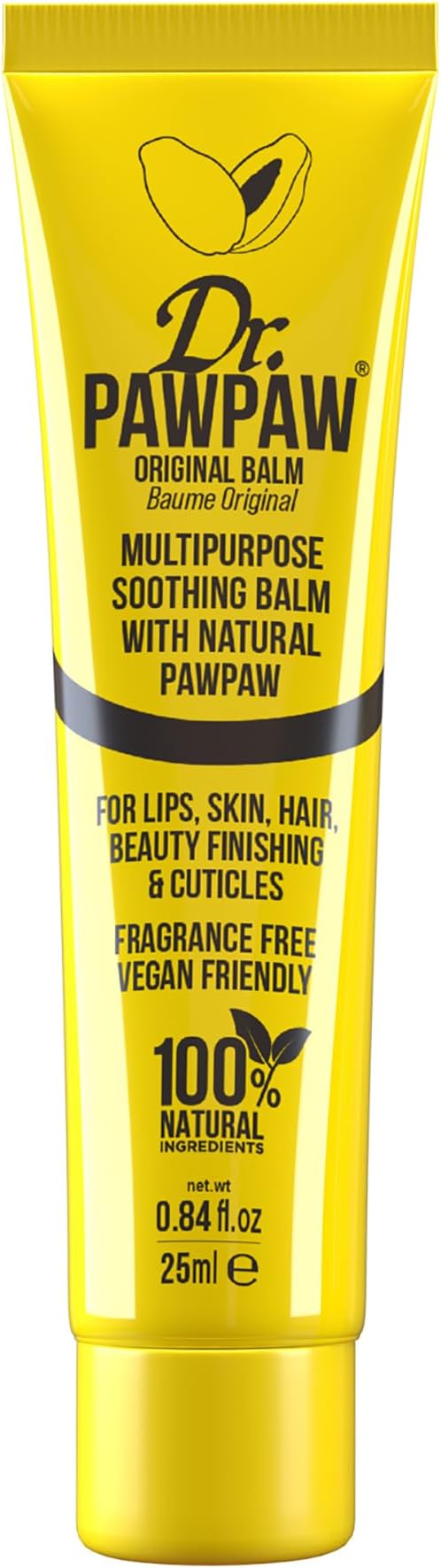 Dr. PawPaw Original Natural Lip Balm | Multipurpose Moisturizer for Lips, Skin & Hair | Hydrating, Nourishing & Vegan | Soothes Dry, Chapped Lips | 25ml